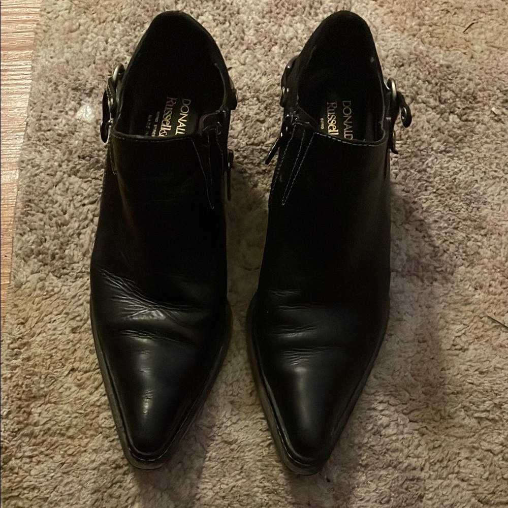 Donald J. Pliner Black Ankle Boots with Textured Upper and Small Heel